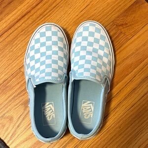 Vans Women’s Light Blue Checkered Slip-On Sneakers
